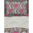 thumbnail image 3 of Dog Lover Comforter & Sham Bedding Set, Repeating Pattern of Doodle Puppy with Long Ears Glasses and Crown, 3 pcs Duvet Set Microfiber Filling Quilt, 5 Sizes, Pink Multicolor, by Ambesonne, 3 of 4