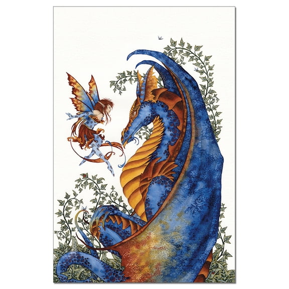 Tree-Free Greetings All Occasion Greeting Card 12 Pack, 4x6, Curiosity Dragon and Fairy (FS64544)