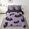 thumbnail image 2 of jejeloiu Spooky Bats Bedding Comforter Set 7 Pieces,Happy Halloween Day Full Bedding Set,Black Purple Fitted Sheet Flat Sheet For Boys Kids,Luxury Bedroom Decor Reversible, 2 of 8