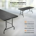 thumbnail image 2 of VINGLI 6 Foot Plastic Folding Table Portable Long Table for Indoor Outdoor Use Rectangular with Carrying Handle, Tree Patterned HDPE Tabletop, Black, 2 of 8
