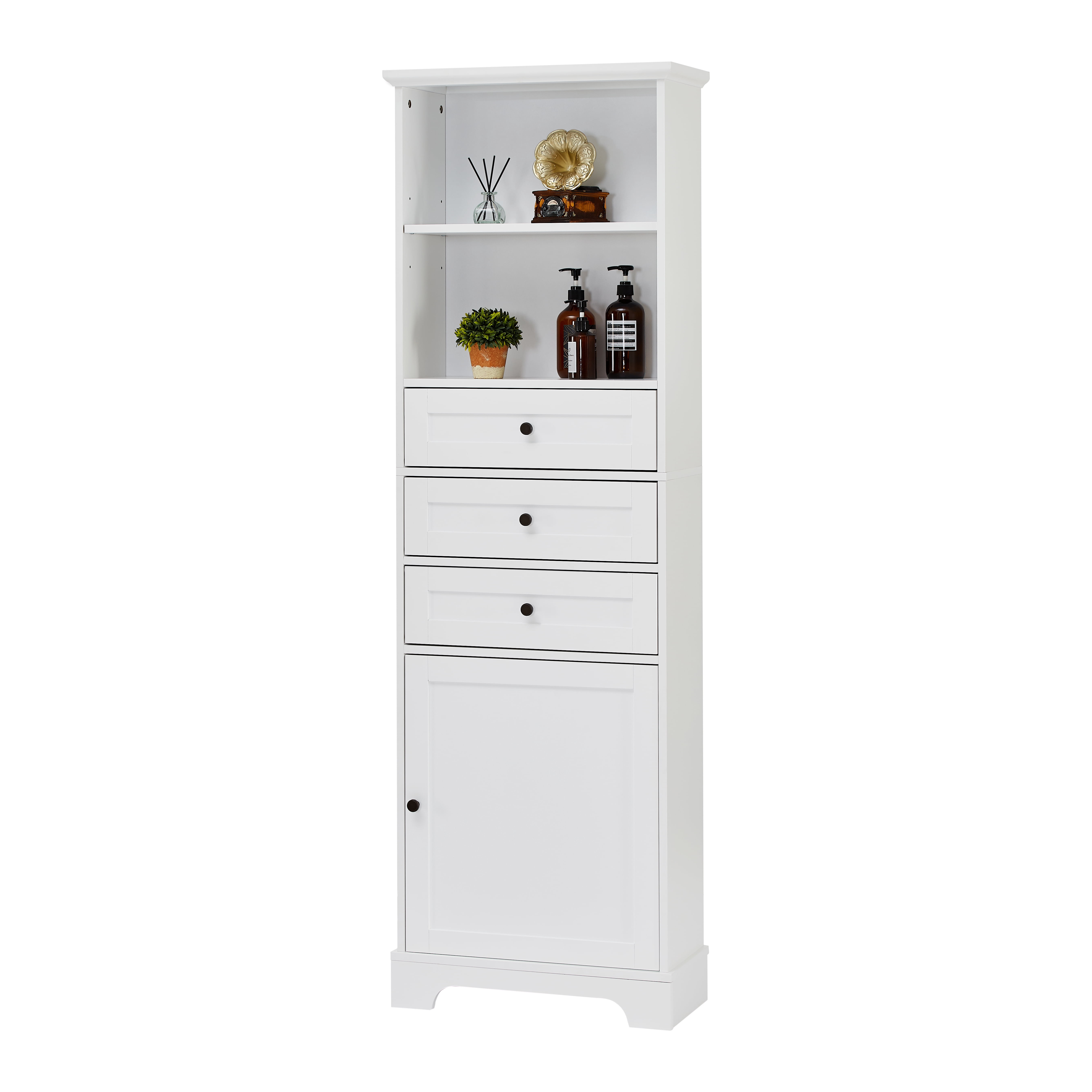 Aukfa 68''W Bathroom Cabinet with Drawers and Shelves,Freestanding Tall Storage Cabinet - White