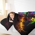 thumbnail image 4 of Manfei Neon Gamepad Full Size Comforter Sets for Boy, Modern Gaming Lover Bedding Comforter Set, Futuristic Lightning Print Reversible Bedding Sets, Microfiber Bedroom Decor, 3 Pieces, 4 of 8