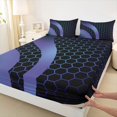 thumbnail image 3 of Homewish Geometric Honeycomb Twin Sheet Sets 3pcs for Teens Boys Girls,Abstract Gradient Ombre Twin Fitted Sheet Microfiber,Blue Purple Hexagon Breathable Flat Sheet,Microfiber Bedroom Decor, 3 of 7