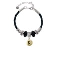 thumbnail image 2 of Delight Jewelry Goldtone Capital Letter - K - Pebble Disc - Godmother Celtic Knot Leather Bead Bracelet, 7"+2" Extender, 2 of 4