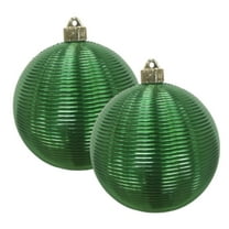 Christmas By Krebs Ornament, Commercial Grade Indoor and Outdoor Shatterproof Plastic, UV and Water Resistant Ball Ornament Decorations (Shiny Blarney Green, 6 inch (150mm) Round Spiral)