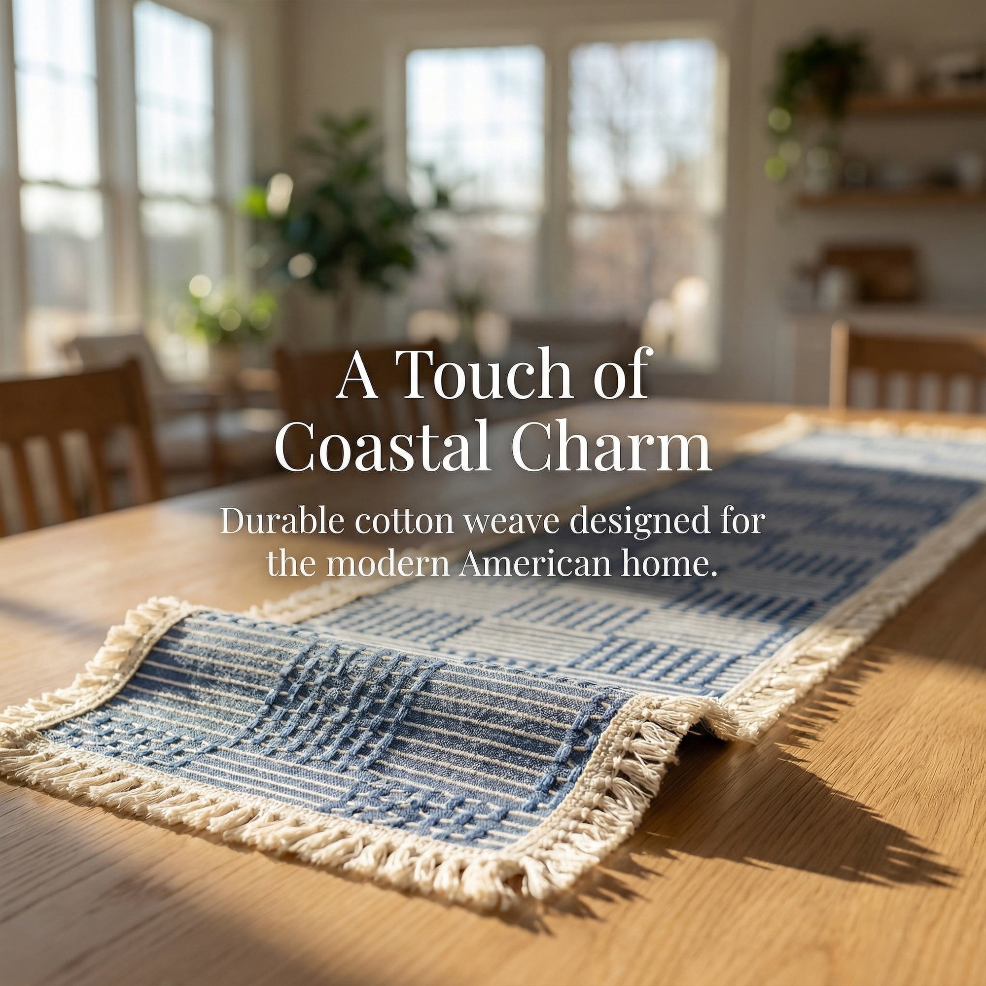 Unique Bargains Birthday Decorations Tassel Kitchen Table Runner Navy Blue 13x63in