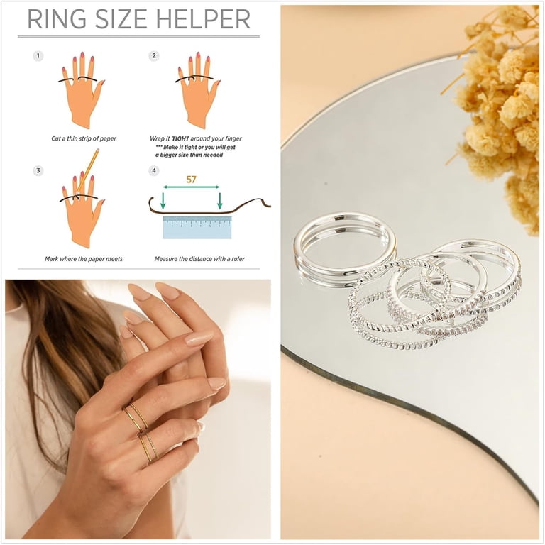 Gold Silver Stackable Rings for Women Non Tarnish 1.3mm Thin