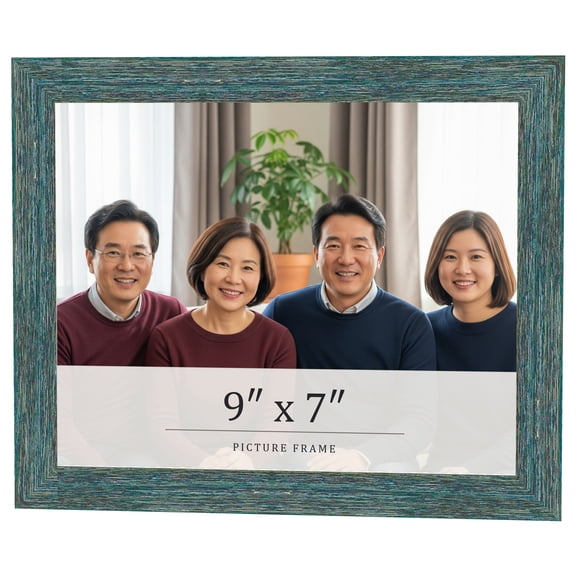 9x7 Frame Blue Rustic Barnwood Solid Wood Picture Frame Width 1.25 Inches | Interior Depth 0.5