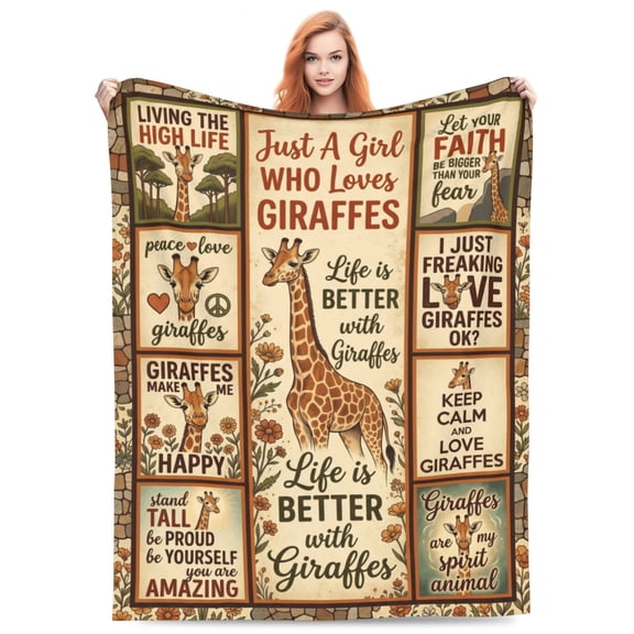 Giraffe Gifts for Women Throw Blanket, Gifts for Giraffe Lovers, Soft Cozy Flannel Throw Blanket for Sofa, Couch, Bed, Home Decor