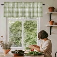 thumbnail image 6 of Sage Green Plaid Rod Pocket Curtain Valance, Modern Art Checkered Farmhouse Farmhouse Window Valance for Living Room, Bedroom, Kitchen 42"W x 12"L, 6 of 9