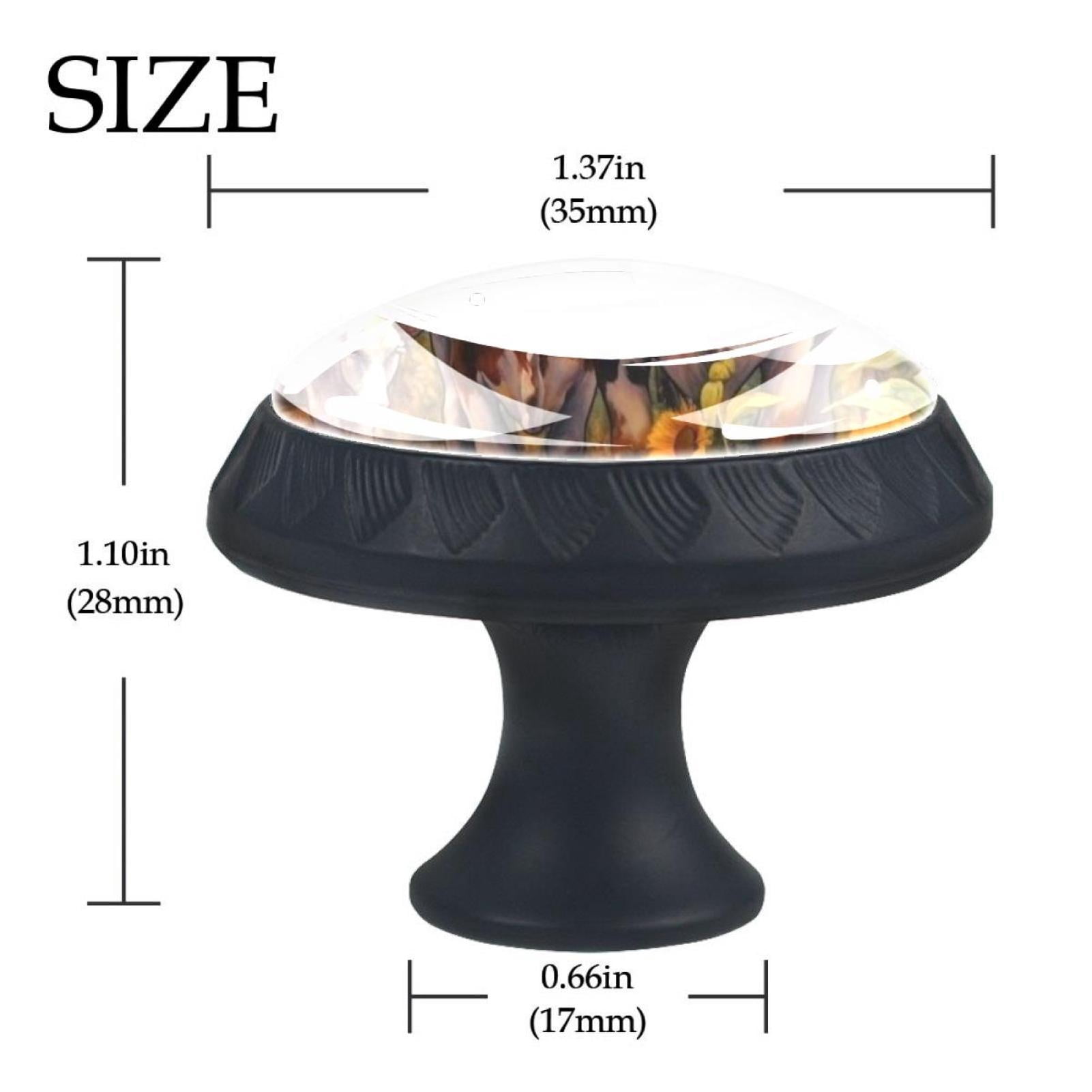 4 Pcs Cow and Sunflower Knobs for Kitchen Cabinet Cupboard Dresser Bookcase Drawer Pulls Handles Round Home Decor