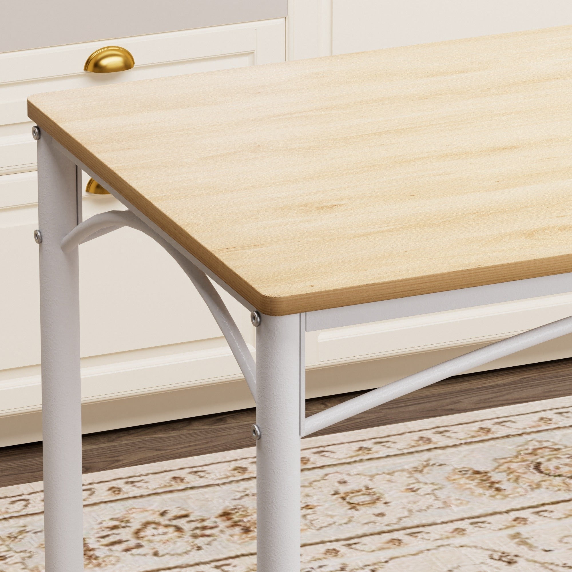 Sailvan Dining Table Set, 43.3″L x23.6″W x30.1″H, Bar Table with 4 Benches
