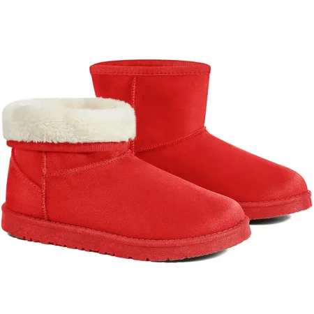 

JOSINY Women‘s Autumn And Winter Fleece Cotton Shoes Waterproof Snow Boots White Short Cotton Boots
