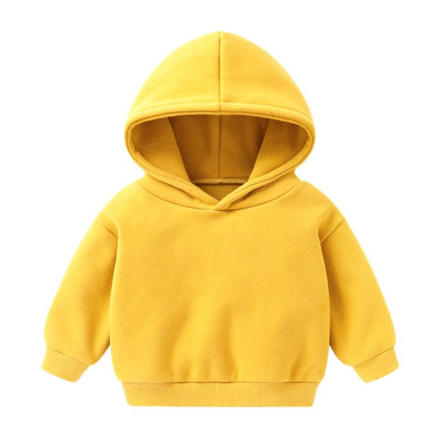 Otoño Invierno Bebé Niños Niñas Sudaderas Con Capucha Ropa para Niños Suéter Cálido Más Terciopelo Coreano Sólido Sudaderas Niños Lindo Top18M-2T (Etiqueta 100) Gao Jinjia LED