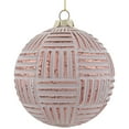 thumbnail image 3 of Northlight Textured Stripes Glass Christmas Ball Ornament - 4" (100mm) - White and Rose Gold, 3 of 7