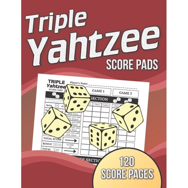 triple yahtzee score pads 120 score pages large print size 8 5 x 11 in triple yahtzee