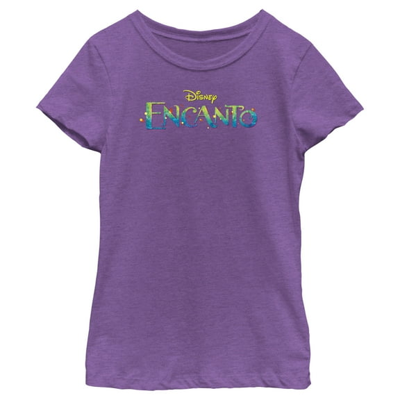 Girl's Encanto Colorful Logo Graphic Tee Purple Berry Large