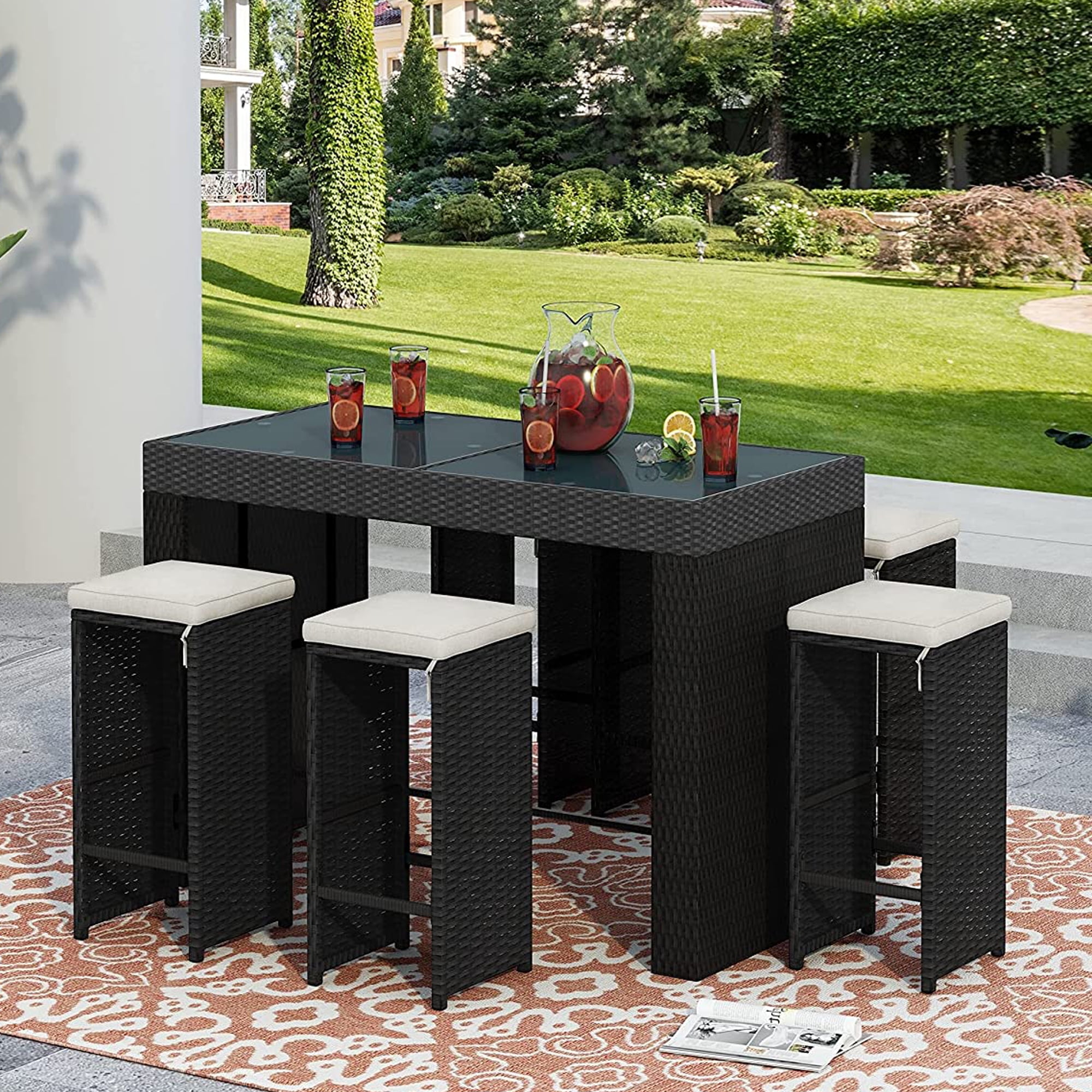 SYNGAR 7 Piece Patio Counter Height Dining Set, All Weather Dining