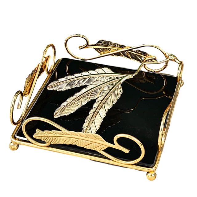 Bandeja de Metal para frutas, platos rectangulares para aperitivos y frutas, platos de almacenamiento para aperitivos y postres, decorativos para el