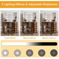 thumbnail image 3 of Ourlova Makeup Vanity Desk with Lights and Power Outlet - Corner Vanity Table with 5 Rotating Drawers/3 Color Lighting/Brightness Adjustable/Shelves and Stool - Dressing Table for Women Girls - Brown, 3 of 7
