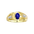 thumbnail image 1 of RYLOS Men's Rings 14K Yellow Gold Rings Classic Designer Style 8X6MM Oval Gemstone & Diamond Ring Lapis Setpember Birthstone Rings For Men Size 9, 1 of 7