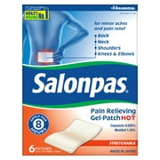 Salonpas Gel-Patch Hot for Pain Relief of Minor Aches & Pains of Muscles & Joints, 6 Count