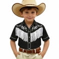 thumbnail image 4 of Baby Tees Boys 3D Cowboy Print Short Sleeve Button Down Shirt Boys' Tops Black 6-7 Years, 4 of 4