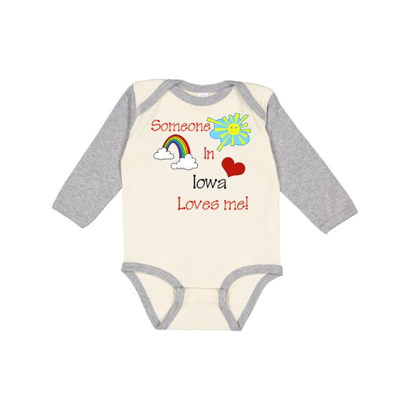 Inktastic Someone in Iowa Loves Me Boys or Girls Long Sleeve Baby Bodysuit