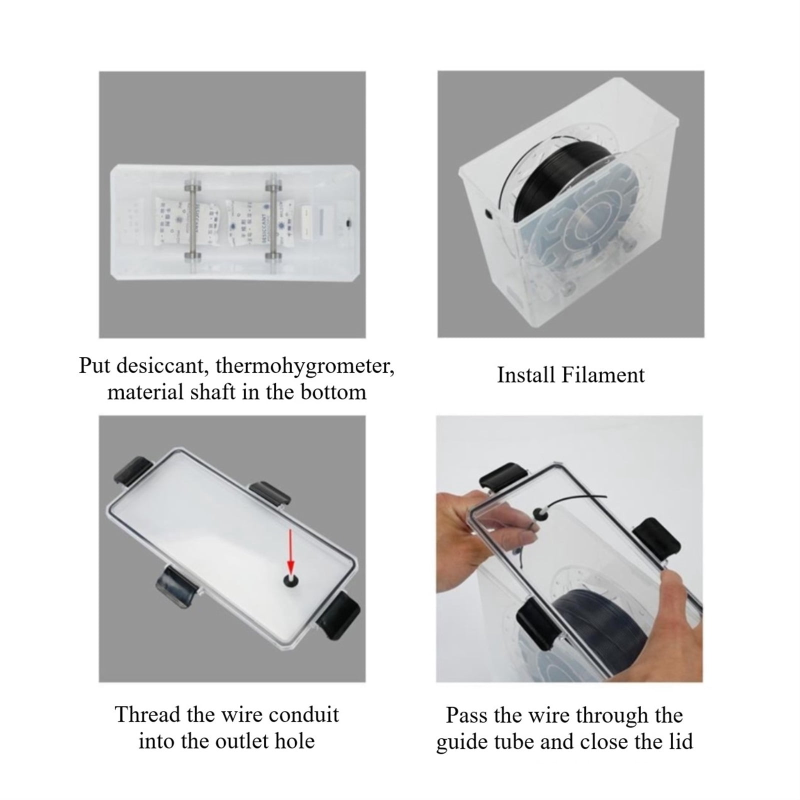 3D Printer Accessory, Filament Storage and Dryer Box with Mount Rack, Moisture-proof Sealed, Large-Capacity, Suit for 1.75mm Coil