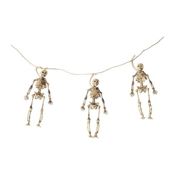 Fun World Scary Skeleton Halloween Garland  72" Hanging Decoration, Tan Grey