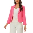 thumbnail image 1 of BLAZER CHIC para Mujeres, Abierto al Frente, Ideal para el Trabajo, Chaqueta de Traje Corta de Verano, Rosa Neón-Sólido S, 1 of 6