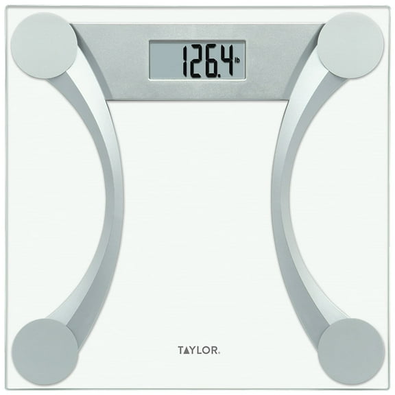 Taylor Digital Clear Glass Bathroom Scale with Unique Curved Design