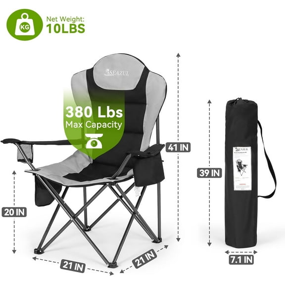 Folding Support 380 Camping Chairs with Cup Holder