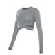 thumbnail image 1 of Camisetas de Yoga sin costuras para mujer, camisetas recortadas de manga corta para gimnasio, camisetas deportivas de entrenamiento para correr, ropa deportiva con tirantes cruzados en la cintura, 1 of 5