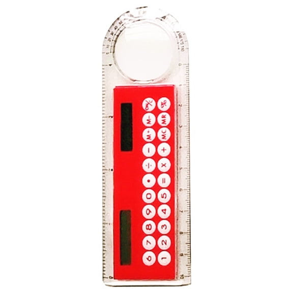 Red Angle Measuring Ruler with Calculator, 13x5cm Multi Function Protractor for Geometry