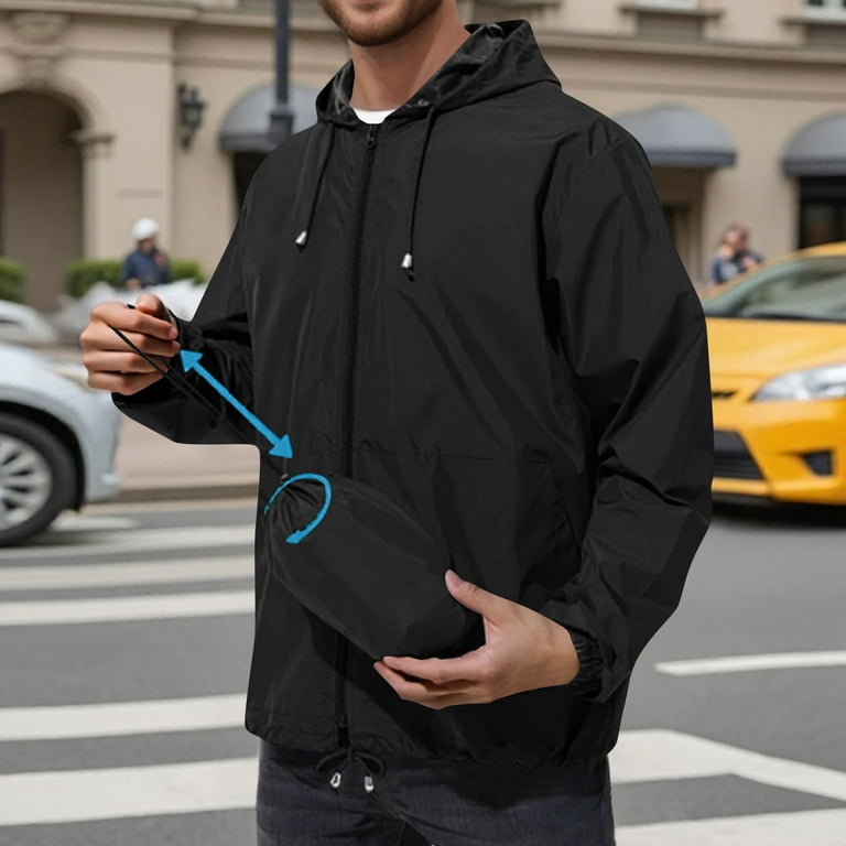UVEASISHA Packable Rain Coats for Men Waterproof Hooded Jackets