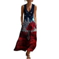 thumbnail image 3 of VBVC Women's Floral V-Neck Sleeveless Maxi Dress,Button Detail Loose Flowy Dress For Women,Ladies' Casual Patriotic Summer Sundress with Pockets,Multicolor,S-3XL, 3 of 8