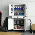 thumbnail image 7 of SUPEER Metal Storage Cabinet with 2 Drawer and Pegboards,71" H Top Workbench Mobile Tool Chests Garage Cabinets with 4 Wheels,Tool Cabinets for Home,Office,Shop，Assembly Required, Gray, 7 of 7