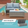 thumbnail image 4 of OC Orange-Casual 2-Piece Outdoor Patio Furniture Wicker Love-seat and Coffee Table Set, with Built-in Storage Bin, Grey Rattan, Grey Cushions, 4 of 7