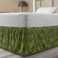 thumbnail image 1 of Jungle Foliage Bed Skirt, Continuous Tropic Pattern with Outline Leaves and Palm Trees Print, Elastic Bedskirt Dust Ruffle Wrap Around for Bedding Decor, 4 Sizes, Taupe and Lime Green, by Ambesonne, 1 of 2