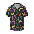 thumbnail image 3 of Goofa Colorful Lizards Printed Men's Casual Short-sleeved Shirt,Lightweight Breathable Button-down,Summer Casual men's top,Versatile Fashion shirt-Medium, 3 of 7