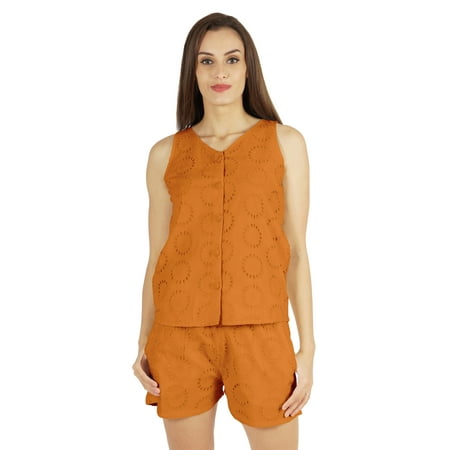 

Bimba Womens Solid Sleepwear Set 2 Pcs Short & Top Casual Nightwear Loose Fit Loungewear