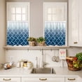 thumbnail image 3 of Navy Blue Curtain Valances Set Moroccan Trellis Abstract Gradient Geometric Kitchen Curtains 24&nbsp;inch Length Rod Pocket Valance and Tiers 3 Piece Set Small Bedroom Bathroom Laundry Decor, 3 of 9