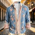 thumbnail image 5 of Fsmtpdam Long Sleeve Hawaiian Shirts for Men Vintage Floral Button Down Boho Tops with Lace Trim Lightweight Casual Beach Holiday Vintage Shirt, 5 of 5