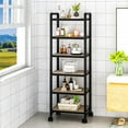 thumbnail image 4 of LinkRomat Slim Rolling Storage Cart 6 Tier Bathroom Organizer Mobile Shelving Unit Utility Cart Tower Rack for Kitchen Laundry Narrow Places, Black, 4 of 10