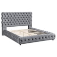 thumbnail image 6 of Benjara James Queen Size Bed- Platform Style- Button Tufted Gray Velvet, 6 of 6