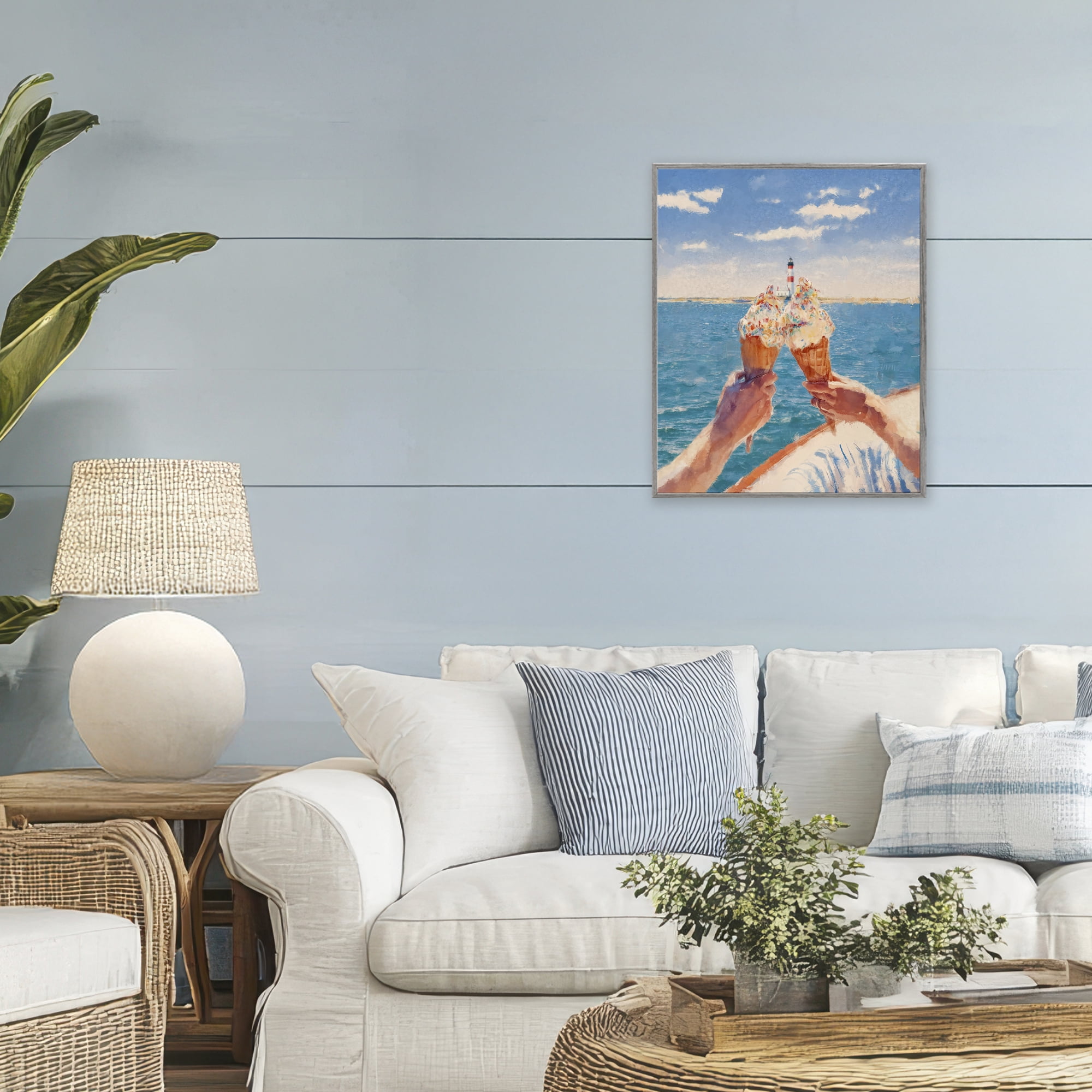 Ice Cream Cheers on Boat Gray Framed Giclee Art, design by Ziwei Li