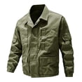 thumbnail image 3 of MexChoioe Mens Lapel Collar Cargo Jacket Full Zip Multi Pockets Lightweight Fall Casual Outerwear for Mens, 3 of 7