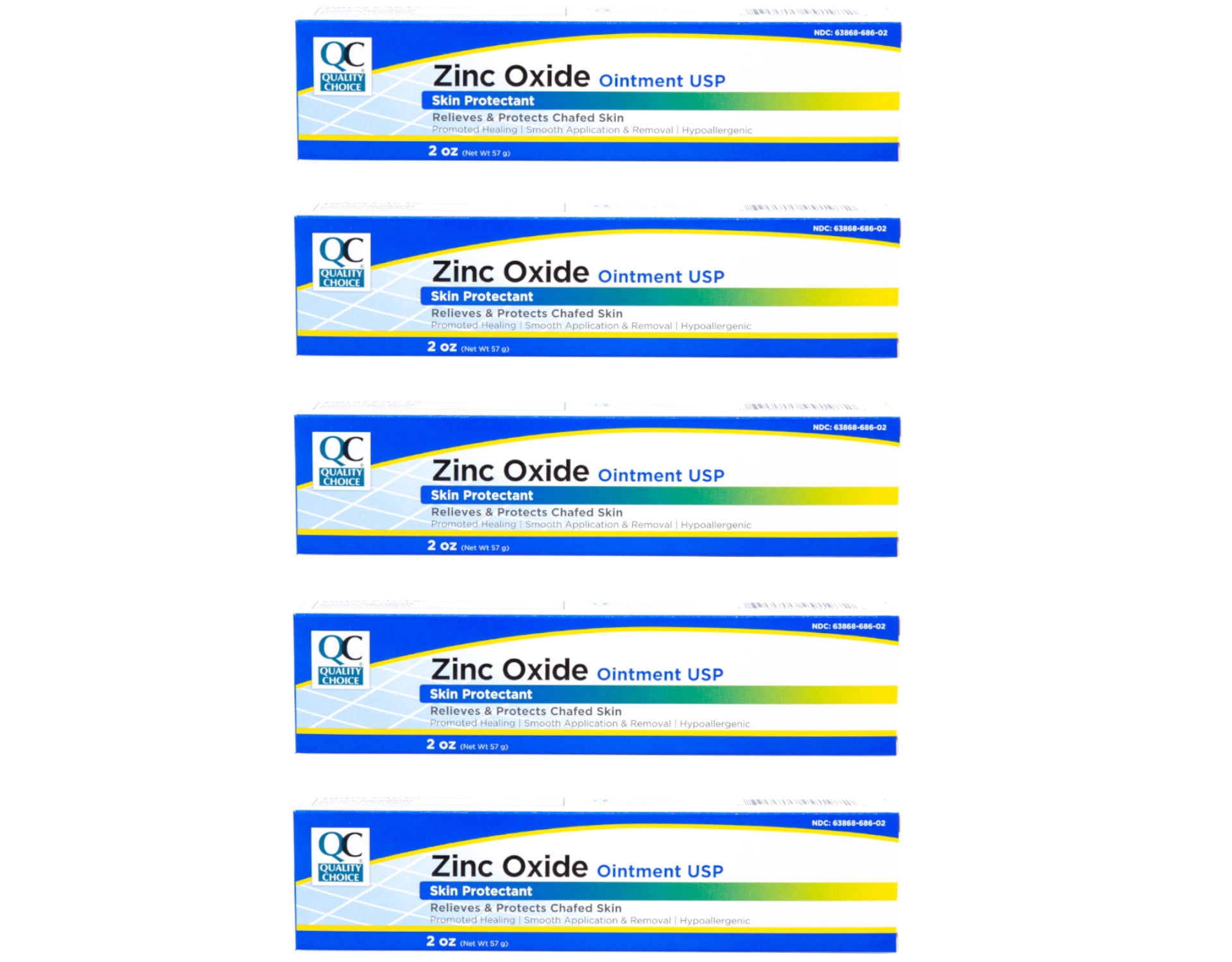 5 Pack Quality Choice Zinc Oxide Ointment Skin Protectant 2oz Each