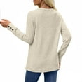 thumbnail image 4 of Womens Ribbed Knit Long Sleeve Tops Crew Neck Casual Button Pullover Solid Color Sweaters Loose Fit Comfy Blouses S-2XL, 4 of 6